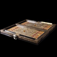 Подарочные нарды «Дракон» из карельской берёзы с янтарной инкрустацией