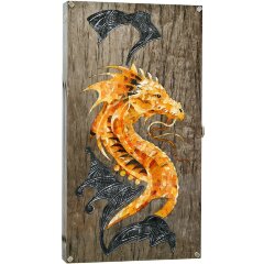 Подарочные нарды «Дракон» из карельской берёзы с янтарной инкрустацией