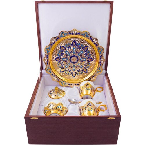 Фарфоровый чайный сервиз «Орнамент» с сахарницей