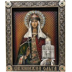 Именная икона «Святая великая княгиня Ольга» с кристаллами Сваровски
