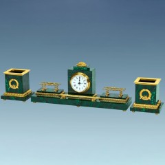 Настольный набор с часами «Депутат» из малахита в подарок руководителю