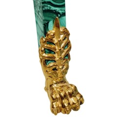 Малахитовый столик «Бобик» из натурального камня для интерьера дома