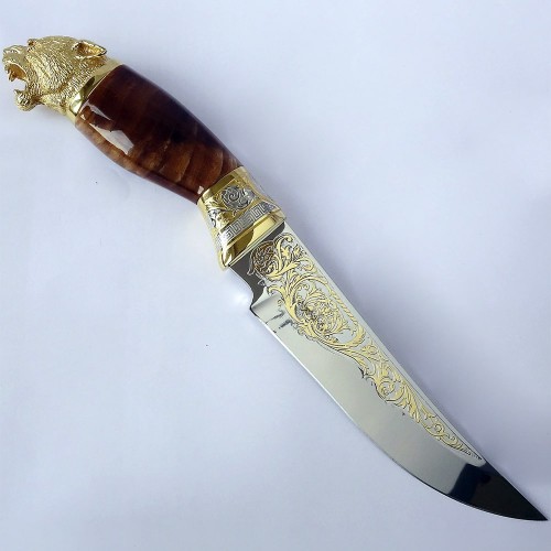 Сувенирный нож «Пантера» с позолоченным клинком