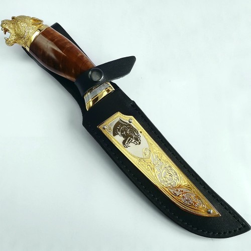 Сувенирный нож «Пантера» с позолоченным клинком