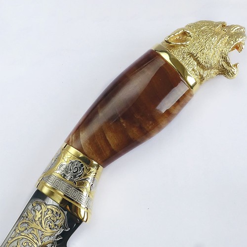 Сувенирный нож «Пантера» с позолоченным клинком