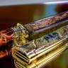 Коллекционный нож «Пантера» с деревянной рукоятью в виде головы чёрного хищника в подарок мужчине