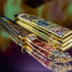 Коллекционный нож «Пантера» с деревянной рукоятью в виде головы чёрного хищника в подарок мужчине