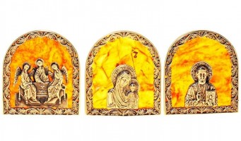 Набор из трёх иконок из янтаря