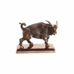 Бронзовая статуэтка «Бык» на подставке из янтаря