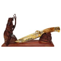 Подарочный нож «Медведь» на подставке