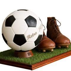 Спортивный сувенир «Мехико World Cup 1970» (мяч, бутсы) на подставке с газоном