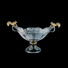 Серебряная ваза с позолотой «Белки» для фруктов