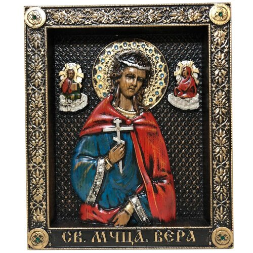 Именная икона «Святая мученица Вера Римская» с кристаллами Сваровски