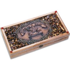 Янтарные нарды из дерева «С лёгким паром» в подарок на день банщика