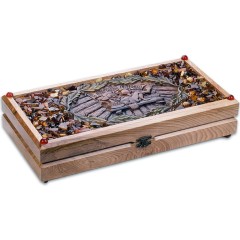 Янтарные нарды из дерева «С лёгким паром» в подарок на день банщика