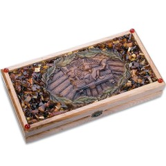 Янтарные нарды из дерева «С лёгким паром» в подарок на день банщика