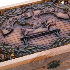 Янтарные нарды из дерева «С лёгким паром» в подарок на день банщика