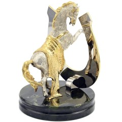 Сувенирная лошадь с подковой «На счастье» на нефрите в подарочной упаковке