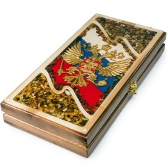 Нарды ручной работы «Россия» из массива дерева с инкрустацией