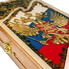 Нарды ручной работы «Россия» из массива дерева с инкрустацией
