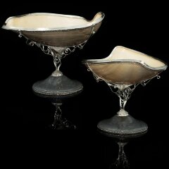 Две серебряные икорницы «Дуэт» из натуральной морской раковины