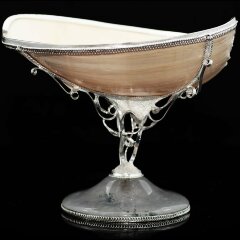 Две серебряные икорницы «Дуэт» из натуральной морской раковины