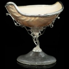 Две серебряные икорницы «Дуэт» из натуральной морской раковины