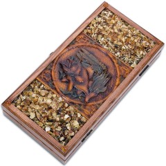 Янтарные нарды из дерева «Рыбалка» в подарок мужчине