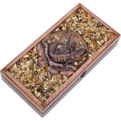 Янтарные нарды из дерева «Рыбалка» в подарок мужчине