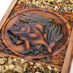 Янтарные нарды из дерева «Рыбалка» в подарок мужчине