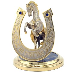 Статуэтка лошадь с подковой «На счастье» на лазурите — отличный подарок другу на новоселье
