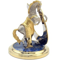 Статуэтка лошадь с подковой «На счастье» на лазурите — отличный подарок другу на новоселье