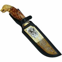 Подарочный нож «Охотничья собака» с позолоченным клинком