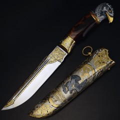 Сувенирный нож «Сокол» (стабилизированная карельская берёза, сталь 95х18) в подарок коллекционеру