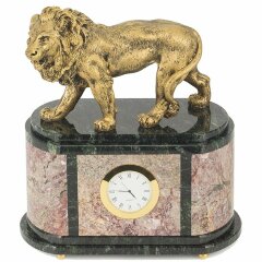 Часы настольные «Лев» (креноид, змеевик)