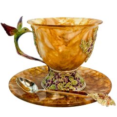 Чайная чашка из янтаря «Колибри»
