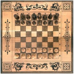 Деревянные шахматы с нардами «Олень»