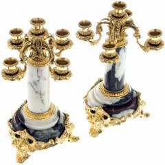 Позолоченные канделябры из бронзы «Барокко» на натуральном камне (мрамор)