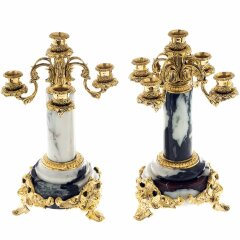 Позолоченные канделябры из бронзы «Барокко» на натуральном камне (мрамор)