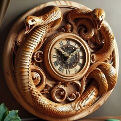 Резные настенные часы «Змеи» — символ Нового 2025 года