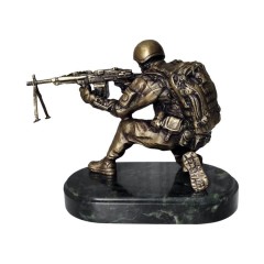 Бронзовая статуэтка «Спецназовец с пулеметом» в подарок брату на мужской праздник 23 февраля