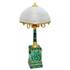 Настольная лампа из малахита «LUCIA» в подарок начальнику для интерьера кабинета