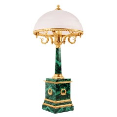 Настольная лампа из малахита «LUCIA» в подарок начальнику для интерьера кабинета