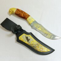Охотничий нож «Соколиный глаз» с дамасским клинком в кожаных ножнах
