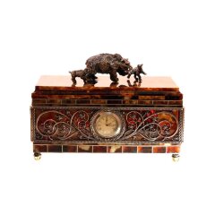 Подарочная шкатулка из янтаря «Русский лес» с часами
