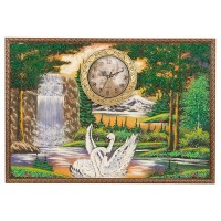 Картина с часами «Лебеди»