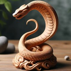 Резная фигурка из дерева «Змея» — символ Нового 2025 года
