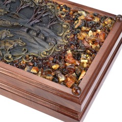 Двухсторонние янтарные нарды из дерева «Охота» в подарок охотнику