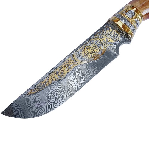 Украшенный нож «Дамаск» с позолоченным клинком