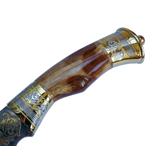 Украшенный нож «Дамаск» с позолоченным клинком